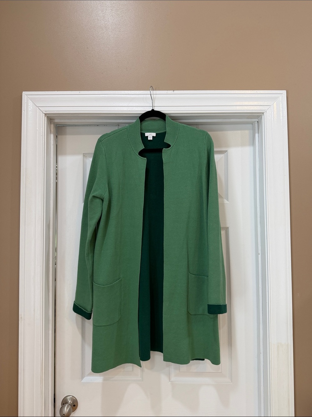 J Jill Green Open-Front Women's Sweater Coatigan. Small TALL. EUC.